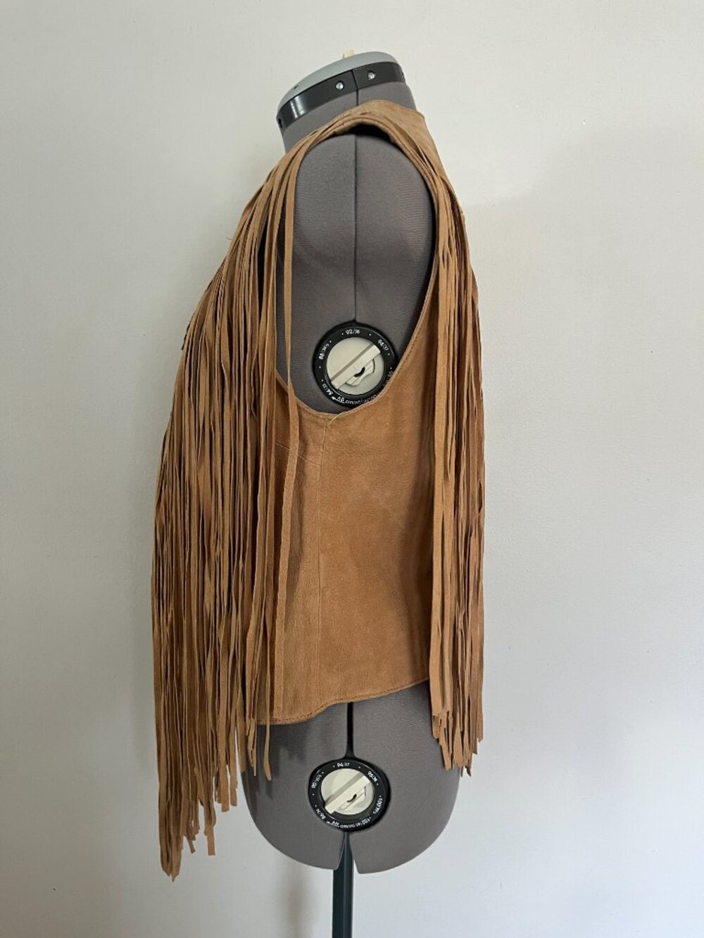 Forever 21 Sz M Light Brown Suede Leather Open Front Fringe Vest - Picture 3 of 12
